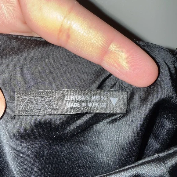 Zara Black Satin Cami Dress with Spaghetti Straps - Picture 3 of 4